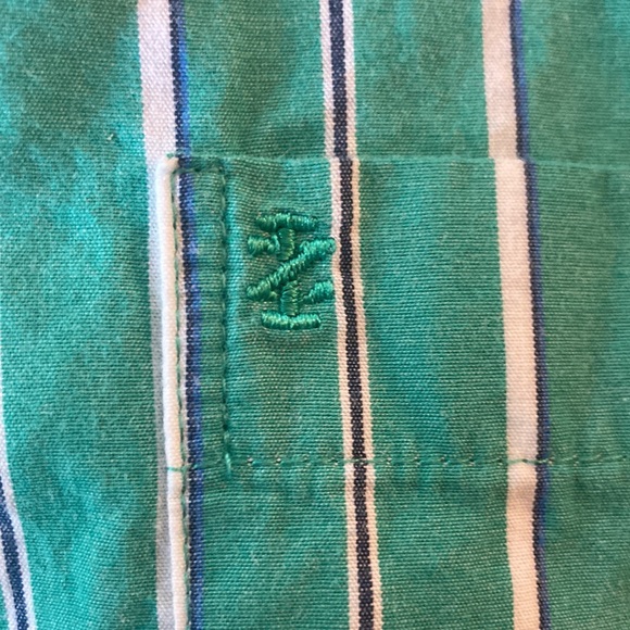 Izod size XL green with white & blue stripes longlseeve button down shirt - Picture 4 of 5